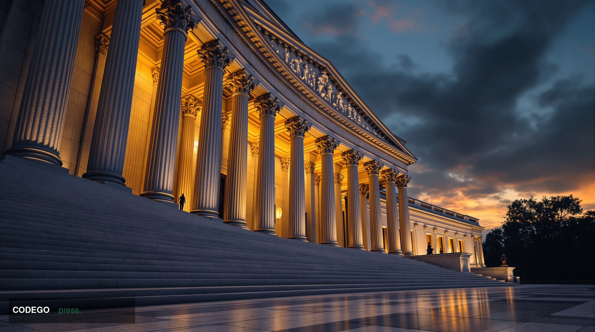A grand neoclassical federal government building exterior — modeled on Washington D.C. regulatory agency architecture — photo