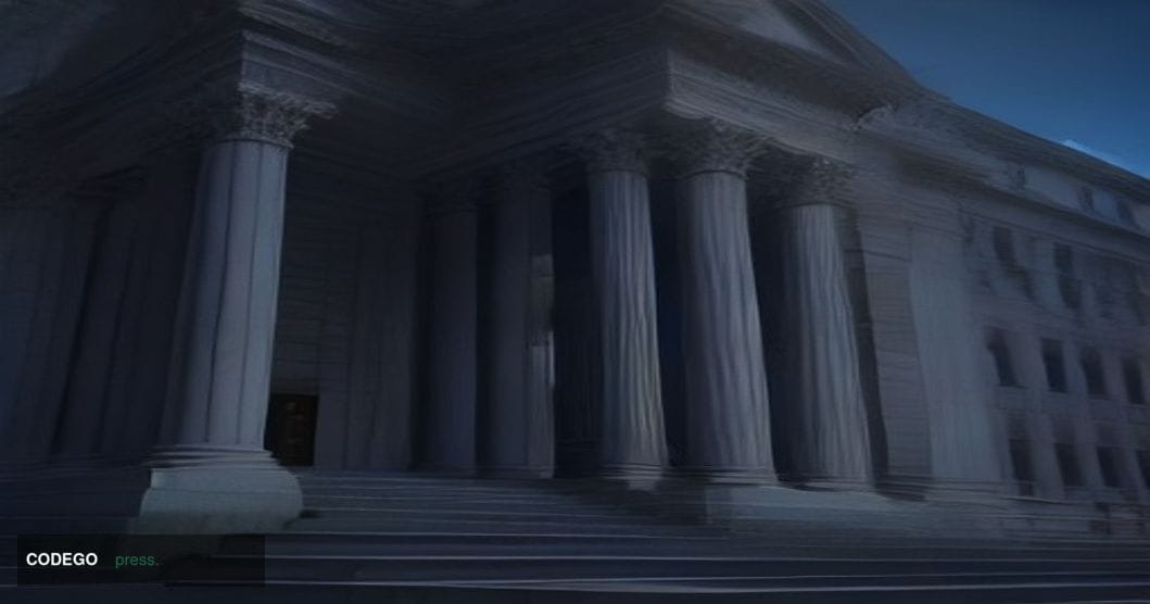 A dramatically lit exterior of the U.S. Securities and Exchange Commission headquarters building in Washington D.C., shot fro