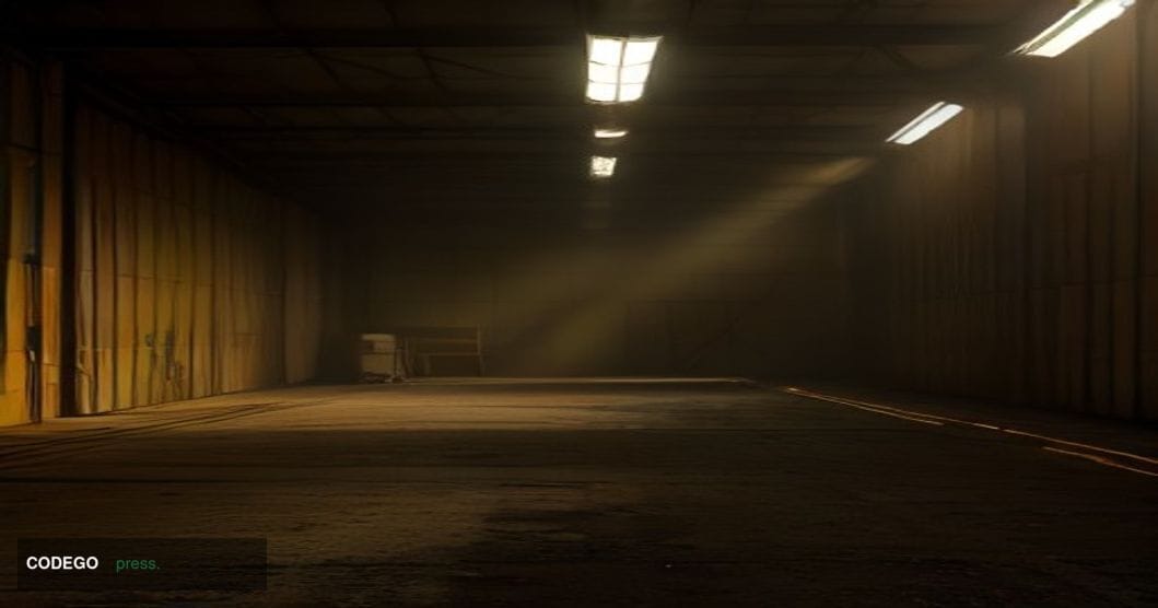 A cinematic editorial photograph of an industrial Bitcoin mining facility in a rural South American landscape, shot at dusk w