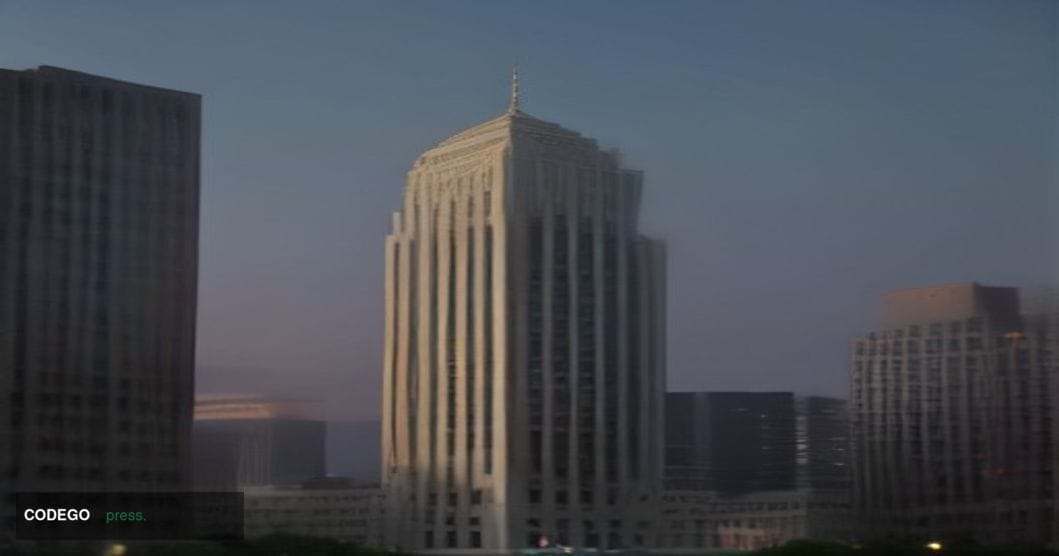 A photorealistic 8K cinematic editorial photograph of a grand U.S. federal government building — modeled on the neoclassical 