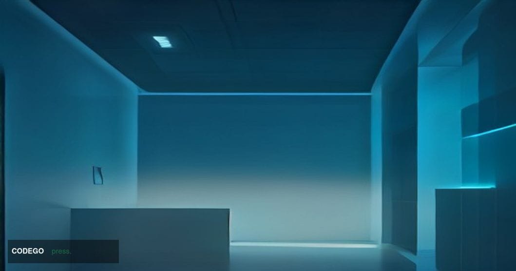 A cinematic editorial photograph depicting a sleek, near-future financial operations center, shot from a low wide-angle persp