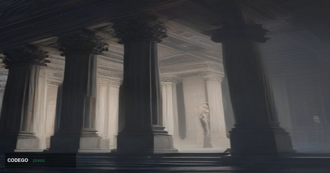 A photorealistic cinematic editorial photograph of the Bank of England's neoclassical stone facade on Threadneedle Street in 