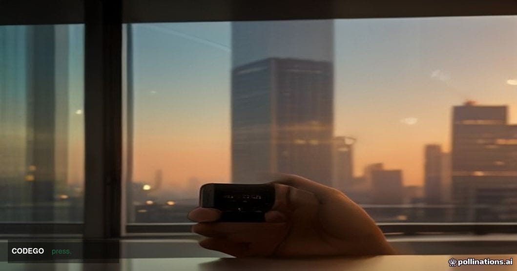 A cinematic editorial photograph set in a bustling Mumbai financial district at golden hour, warm amber light washing over sl