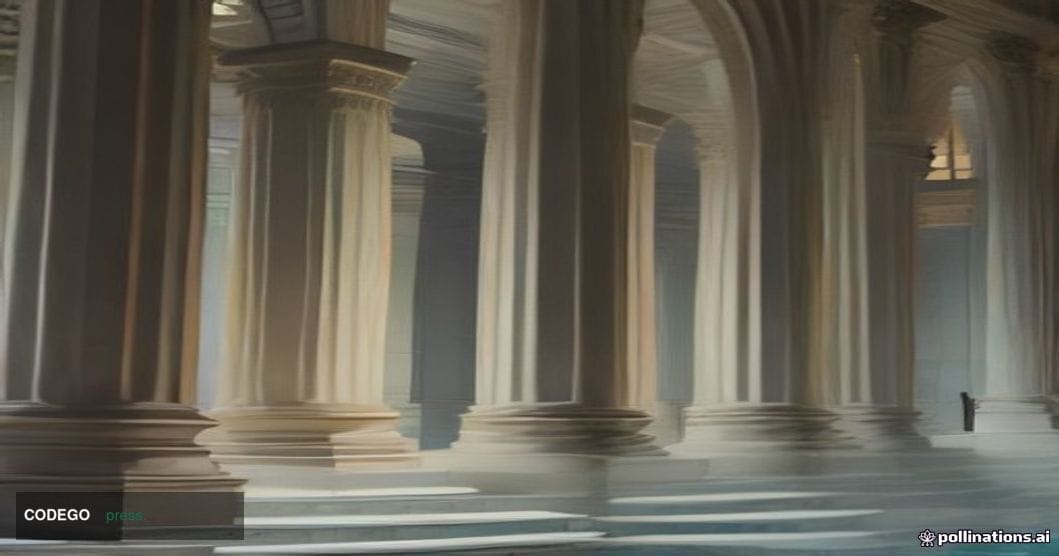 A dramatic low-angle shot of a monumental neoclassical federal banking institution exterior at twilight, its granite columns 