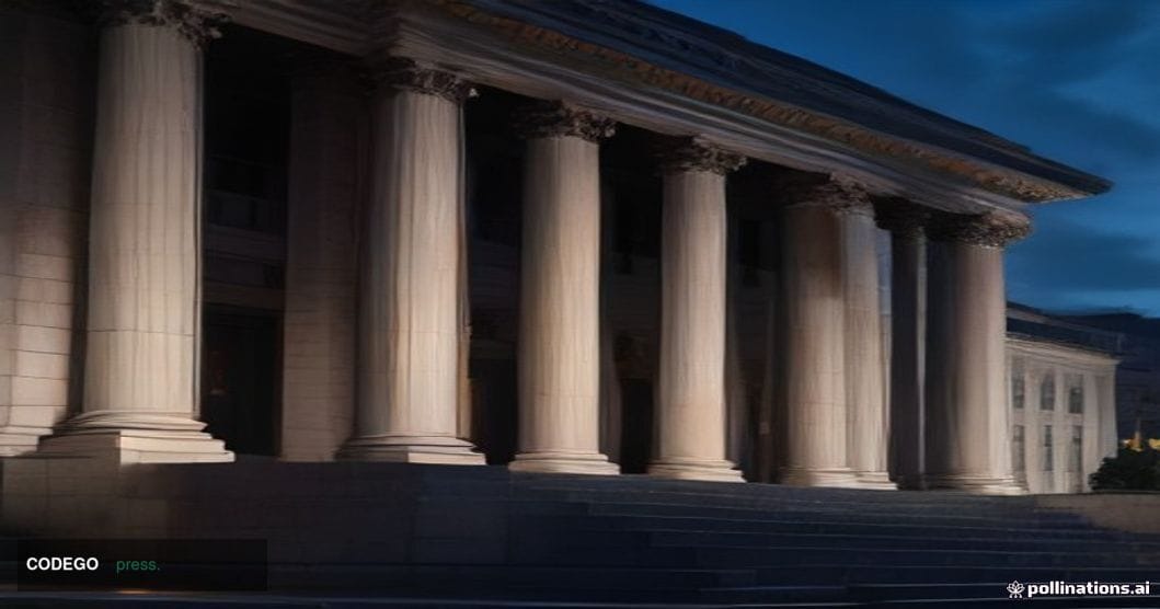 A cinematic editorial photograph of the exterior of the Commodity Futures Trading Commission headquarters building in Washing
