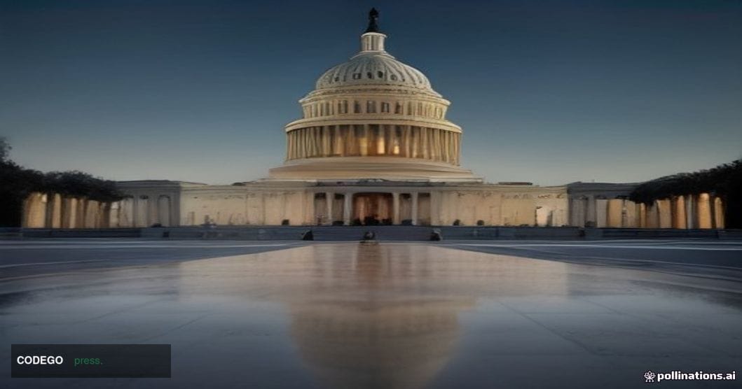 A dramatic wide-angle shot of the United States Capitol building at dusk, viewed from the west front plaza, its iconic neocla