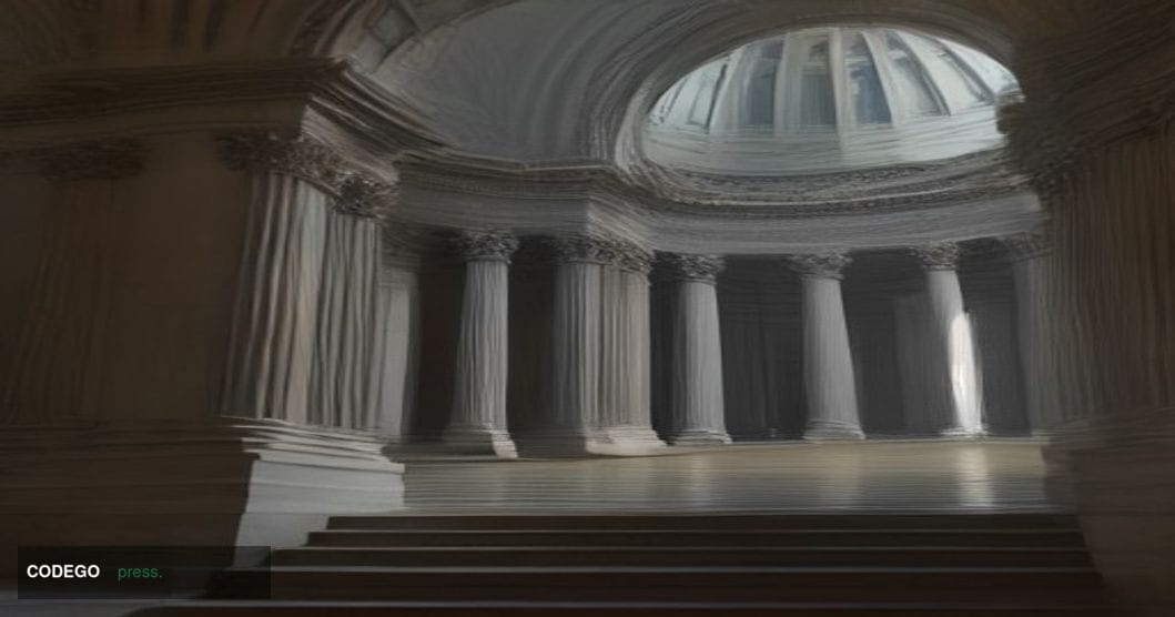 A wide-angle, low-angle cinematic shot of the United States Capitol building's neoclassical dome at dusk, captured from the S