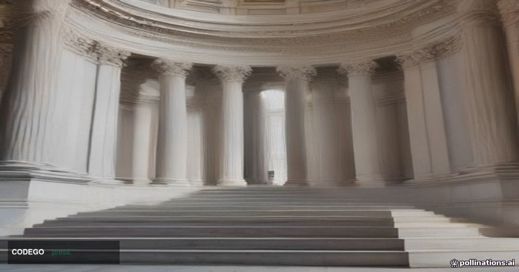 A photorealistic editorial photograph of the United States Capitol Building in Washington D.C. at dawn, shot from a low angle