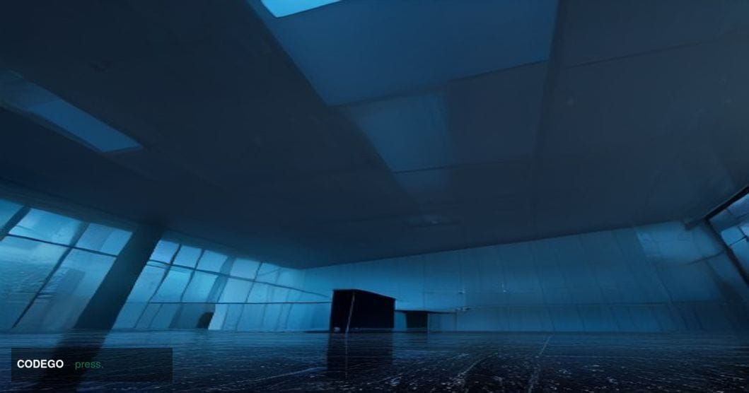 A dramatic cinematic editorial photograph capturing the interior of a sleek, modern financial technology trading floor at dus