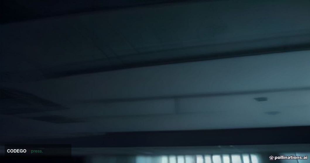 A cinematic editorial photograph of a dimly lit, modern cryptocurrency trading floor environment, shot from a low angle looki
