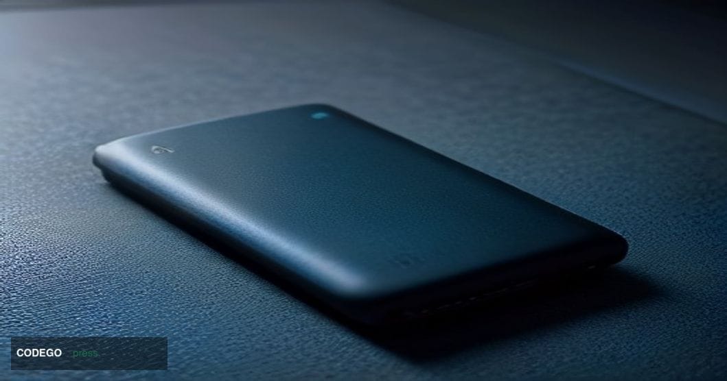 A cinematic editorial close-up of a physical hardware cryptocurrency wallet device resting on a dark brushed-steel surface, s
