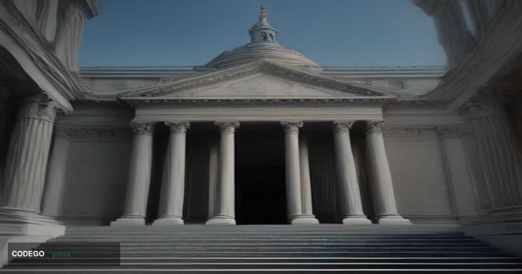 A cinematic editorial photograph shot from a low angle looking up at the Connecticut State Capitol building in Hartford — its