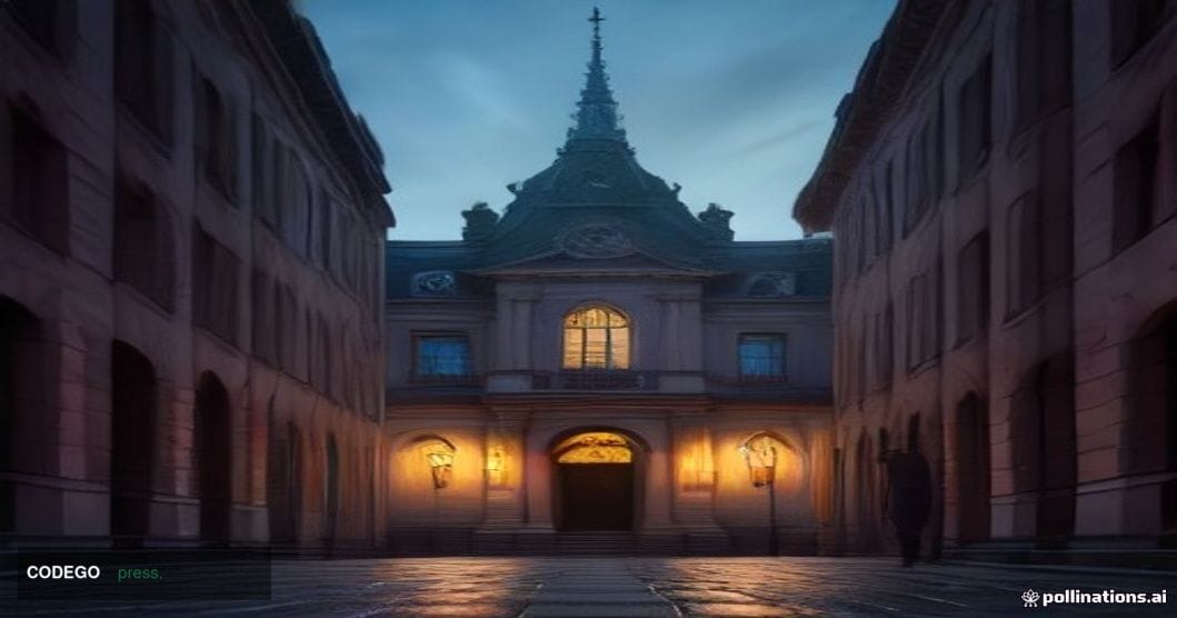 A grand European regulatory institution building — modelled on a Parisian or Frankfurt-style neoclassical stone facade with t