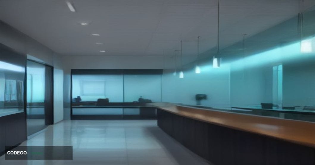 A cinematic editorial photograph split between two contrasting yet complementary banking environments: in the foreground, a s