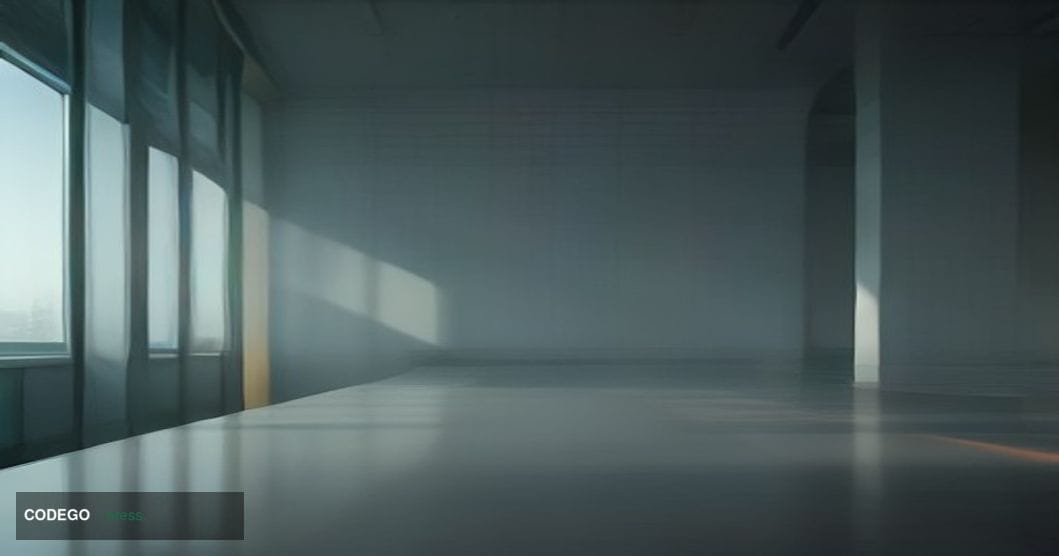 A photorealistic editorial photograph of a sleek, modern financial trading floor interior in the City of London, viewed from 
