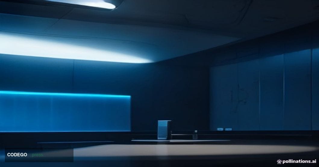 A dramatic cinematic editorial photograph set inside a sleek, dimly lit biometric security operations center, shot from a low