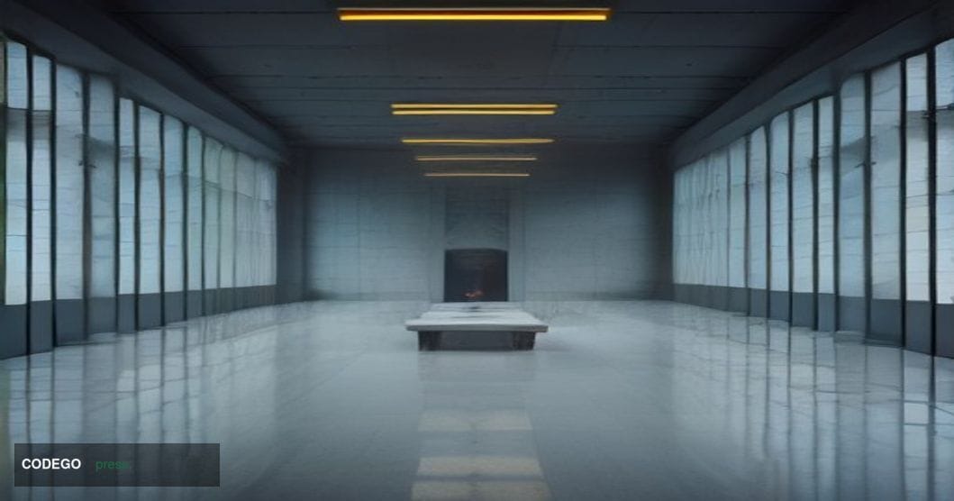 A dramatic cinematic editorial photograph set inside a grand multilateral financial institution chamber reminiscent of the IM