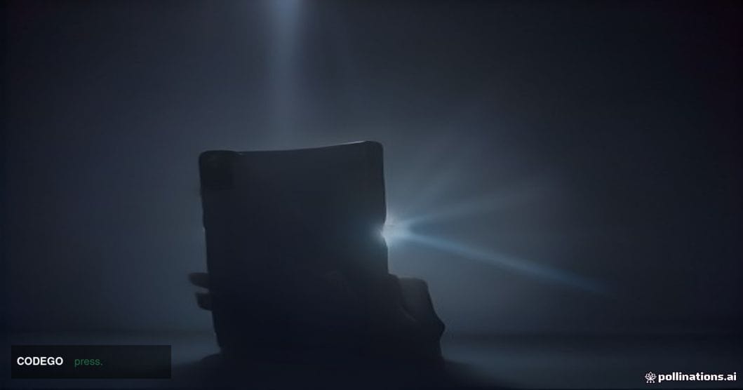A close-up, cinematic editorial photograph of a modern smartphone lying face-up on a dark matte surface, shot from a low 15-d