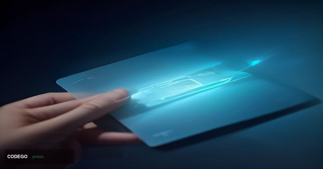 A photorealistic cinematic editorial photograph depicting a sleek, modern banking technology environment: a close-up of a con