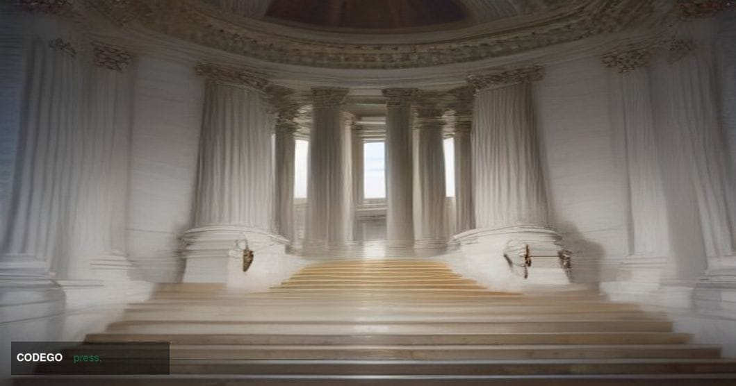 A dramatic wide-angle shot of the United States Capitol building at dusk, its neoclassical white dome bathed in warm amber an