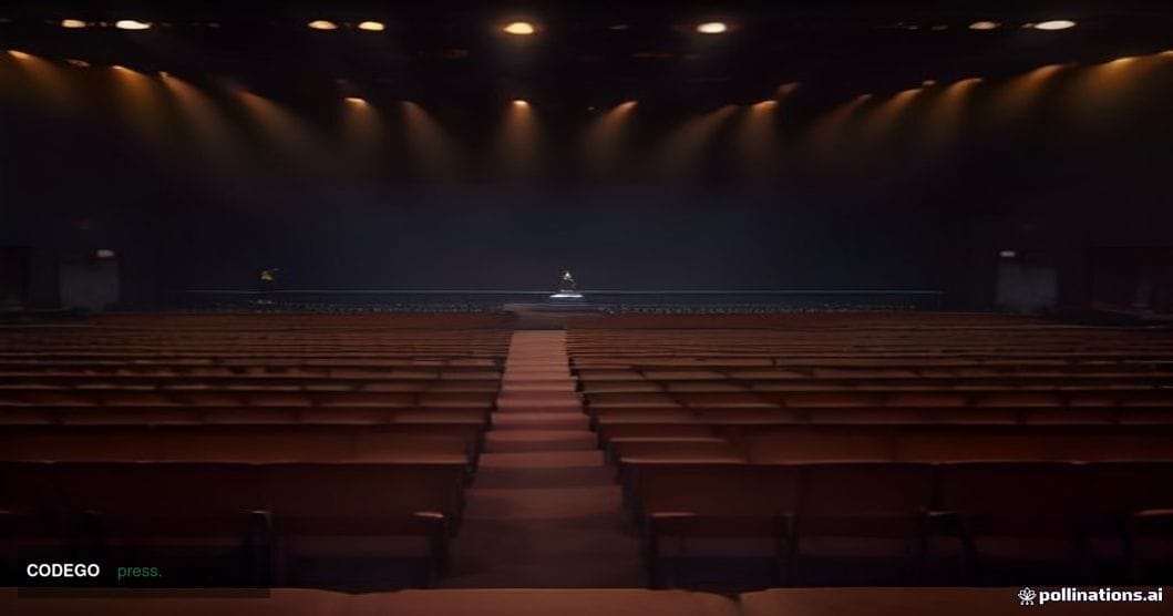 A cinematic editorial photograph of a grand financial conference hall in Johannesburg, South Africa, shot from a low-angle pe