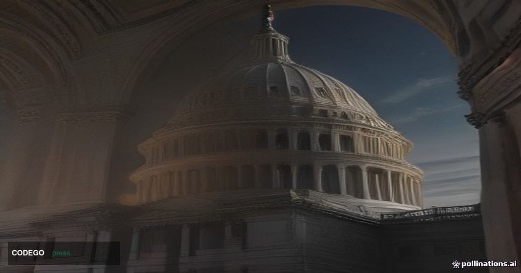 A wide-angle cinematic shot of the United States Capitol building dome at dusk, photographed from a low angle looking upward,
