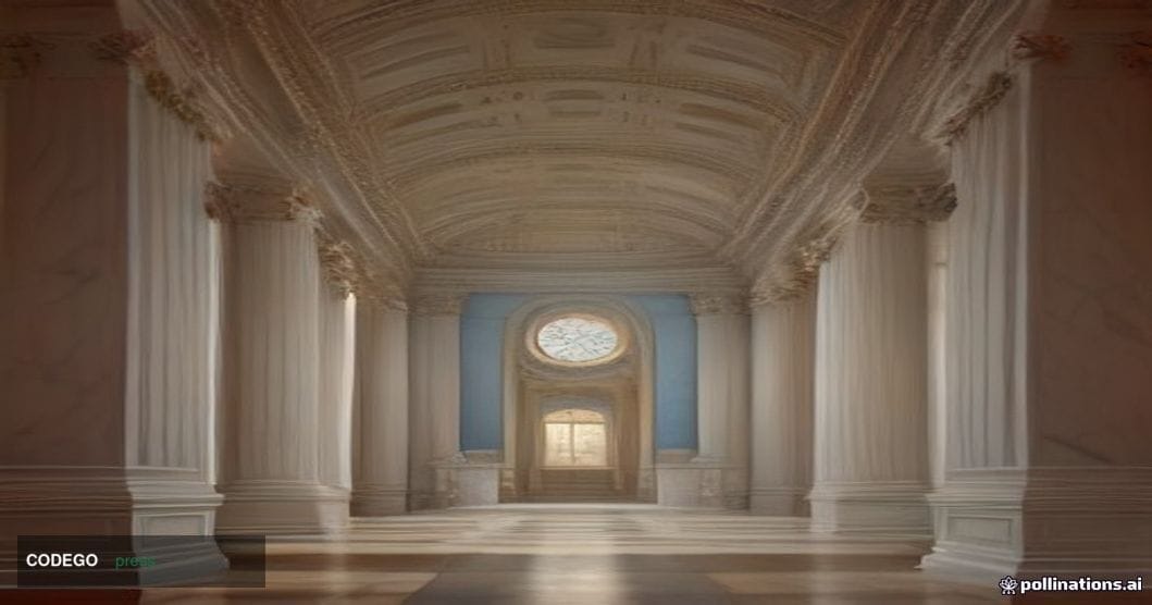 A grand neoclassical United States Senate chamber interior photographed from a low dramatic angle, vast marble columns rising