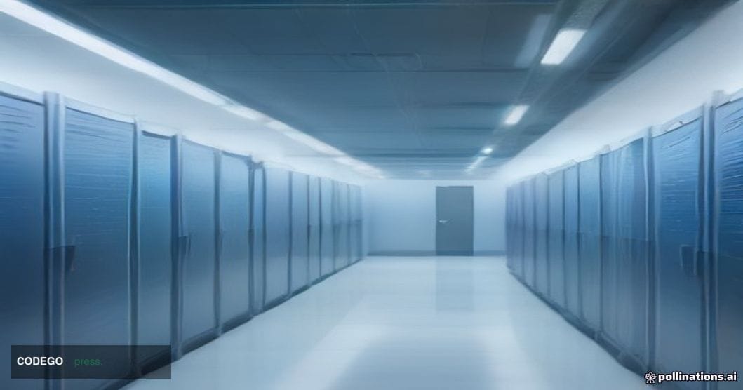 A photorealistic editorial photograph of a sleek, modern server room in a Swiss-style minimalist corporate data center, bathe