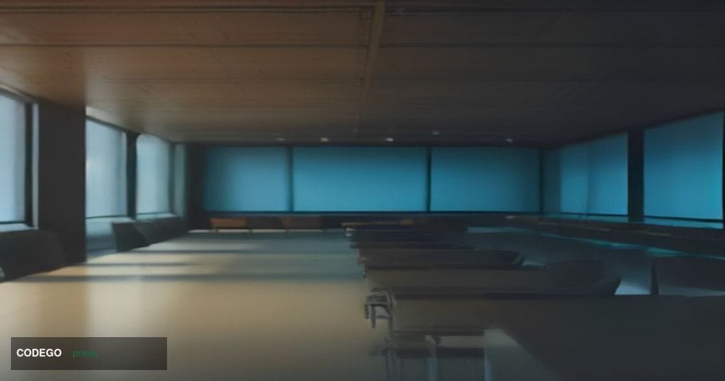 A cinematic editorial photograph depicting a vast, modern financial trading floor environment evoking international private c