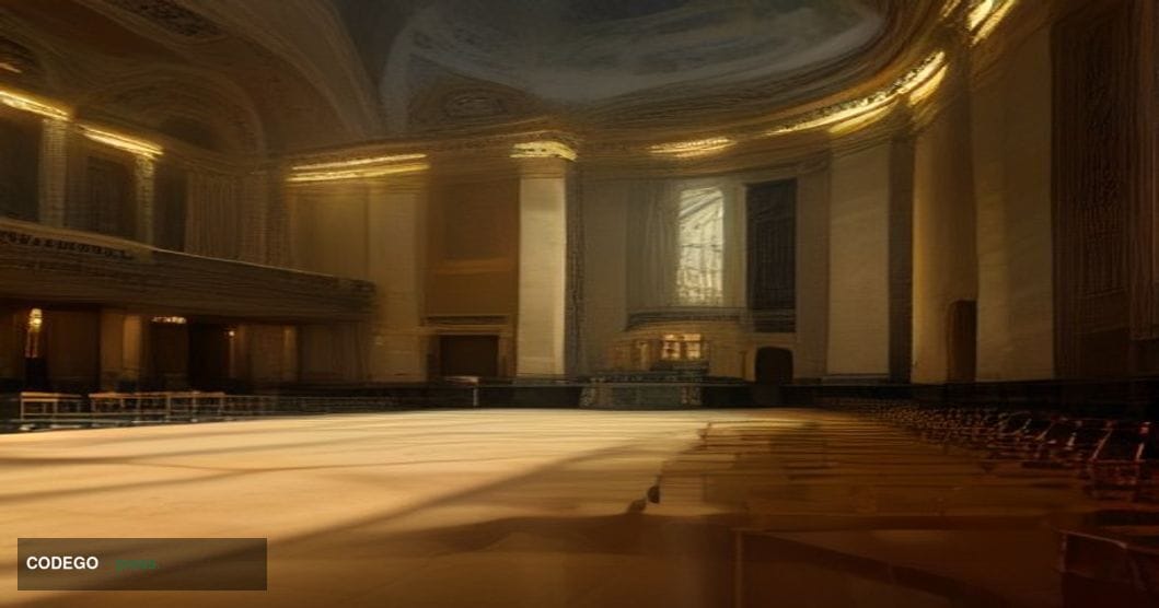 A photorealistic editorial photograph of a grand central bank briefing hall in Istanbul, Turkey, viewed from a low-angle pers