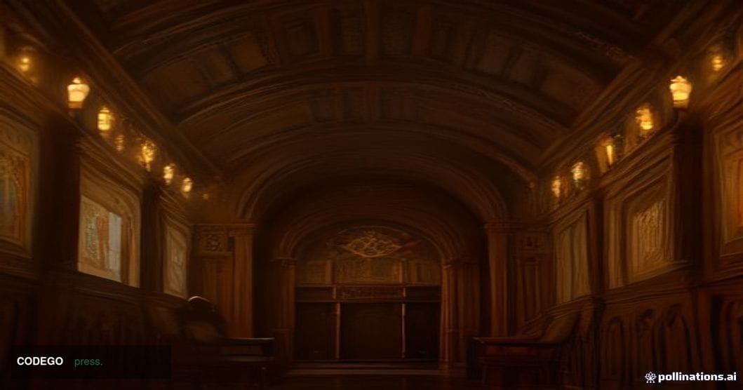 A cinematic editorial photograph of the interior architecture of the Palace of Westminster's ornate chamber corridor, shot fr