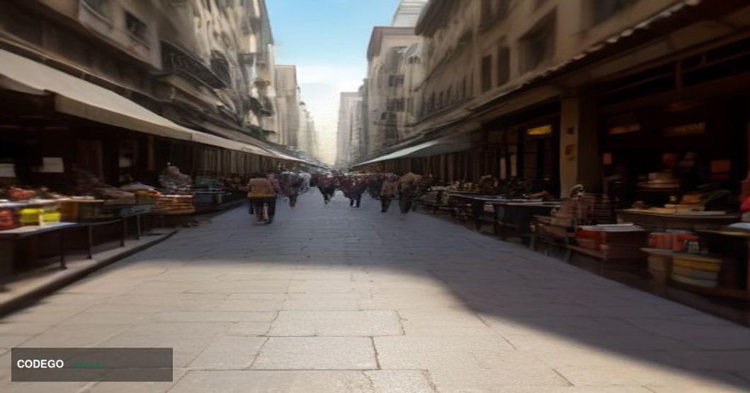 A photorealistic editorial photograph shot at ground level in a bustling emerging market street scene — a vibrant open-air ma