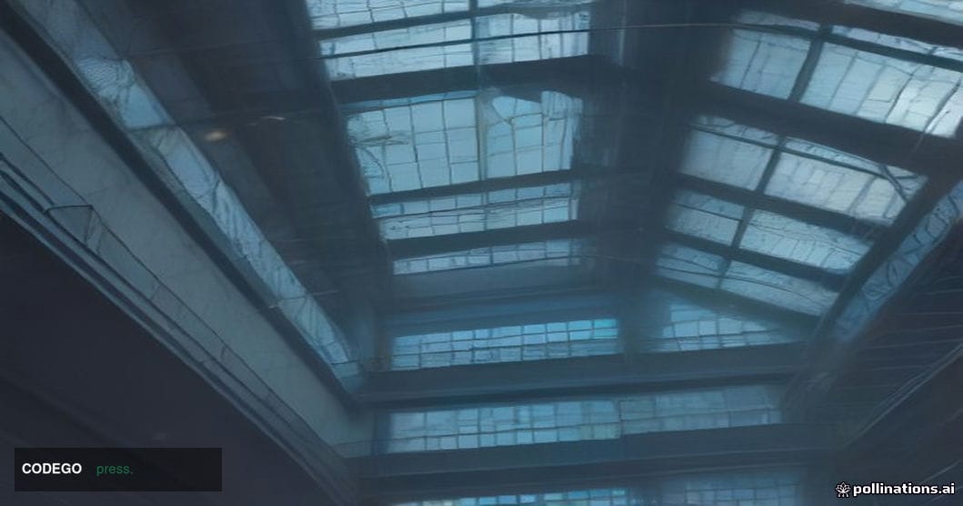 A dramatic cinematic editorial photograph of a colossal modern glass-and-steel exchange trading floor at night, shot from a l