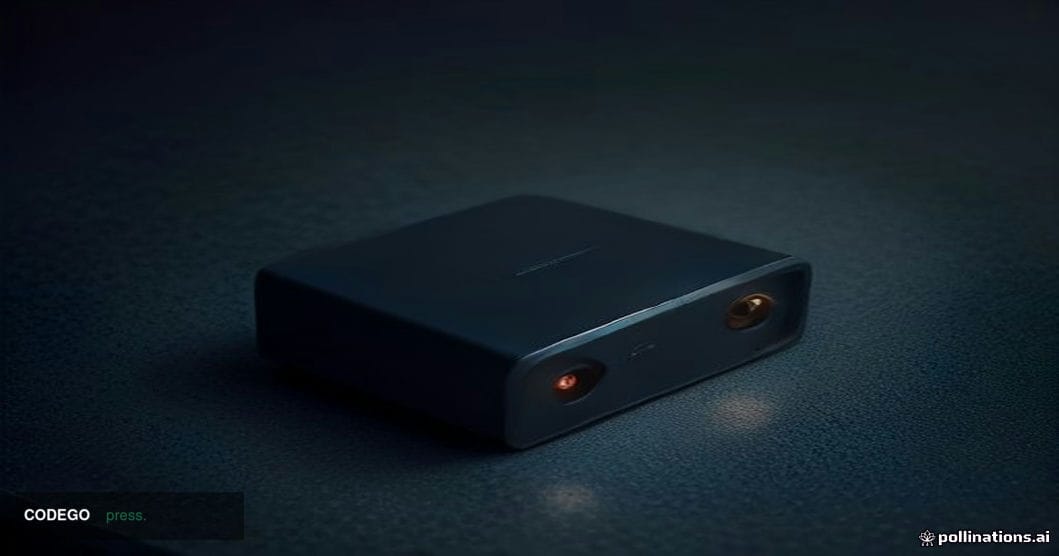 A cinematic close-up editorial photograph of a physical hardware cryptocurrency wallet device resting on a dark matte surface