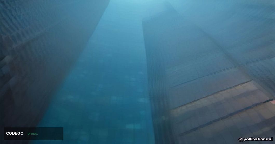 A cinematic editorial photograph shot from a low angle looking up at the glass and steel exterior of a major London financial