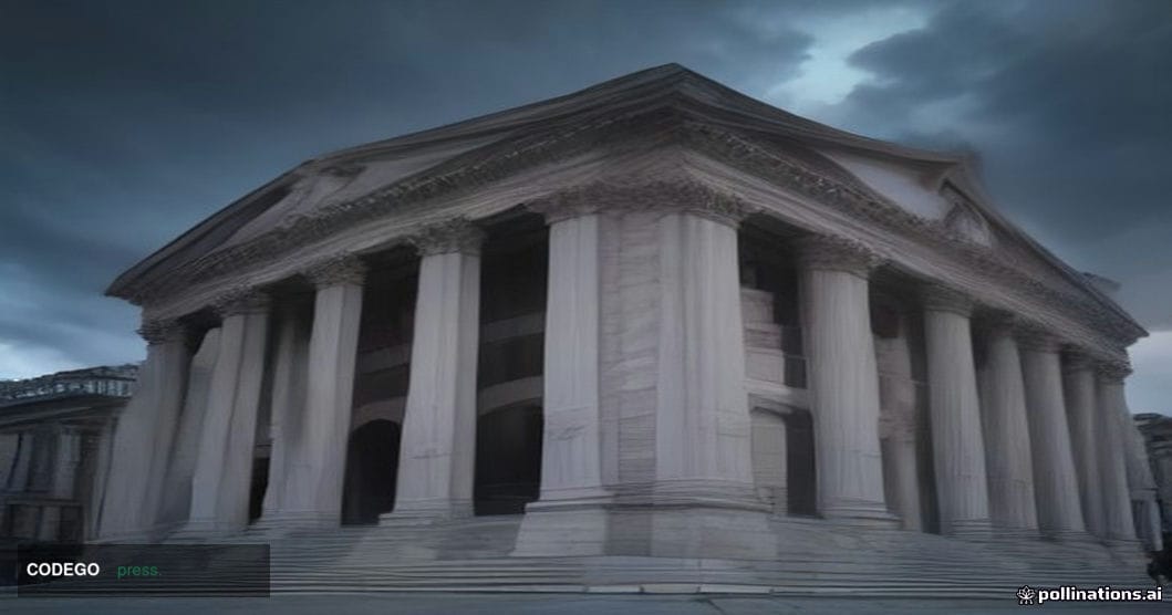 A photorealistic editorial photograph of the Bank of England's iconic neoclassical stone headquarters on Threadneedle Street 