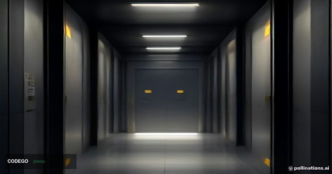 A dramatic cinematic editorial photograph of a massive high-security vault door, constructed from brushed steel and heavy loc