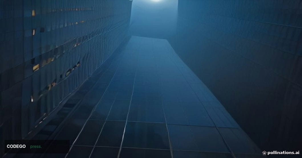 A dramatic cinematic editorial photograph shot from a low angle looking up at a massive glass-and-steel corporate exchange bu