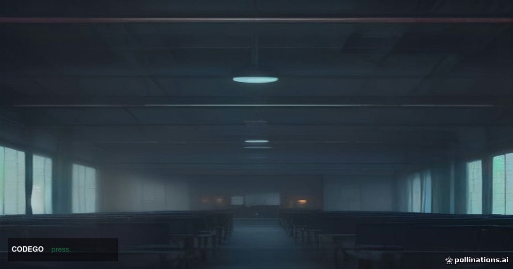 A dramatic cinematic editorial photograph capturing the interior of a major cryptocurrency exchange trading floor rendered in