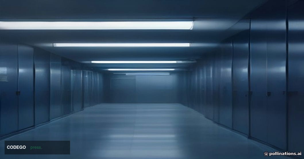 A dramatic cinematic editorial photograph shot from a low angle looking up at a sleek glass-and-steel corporate exchange serv