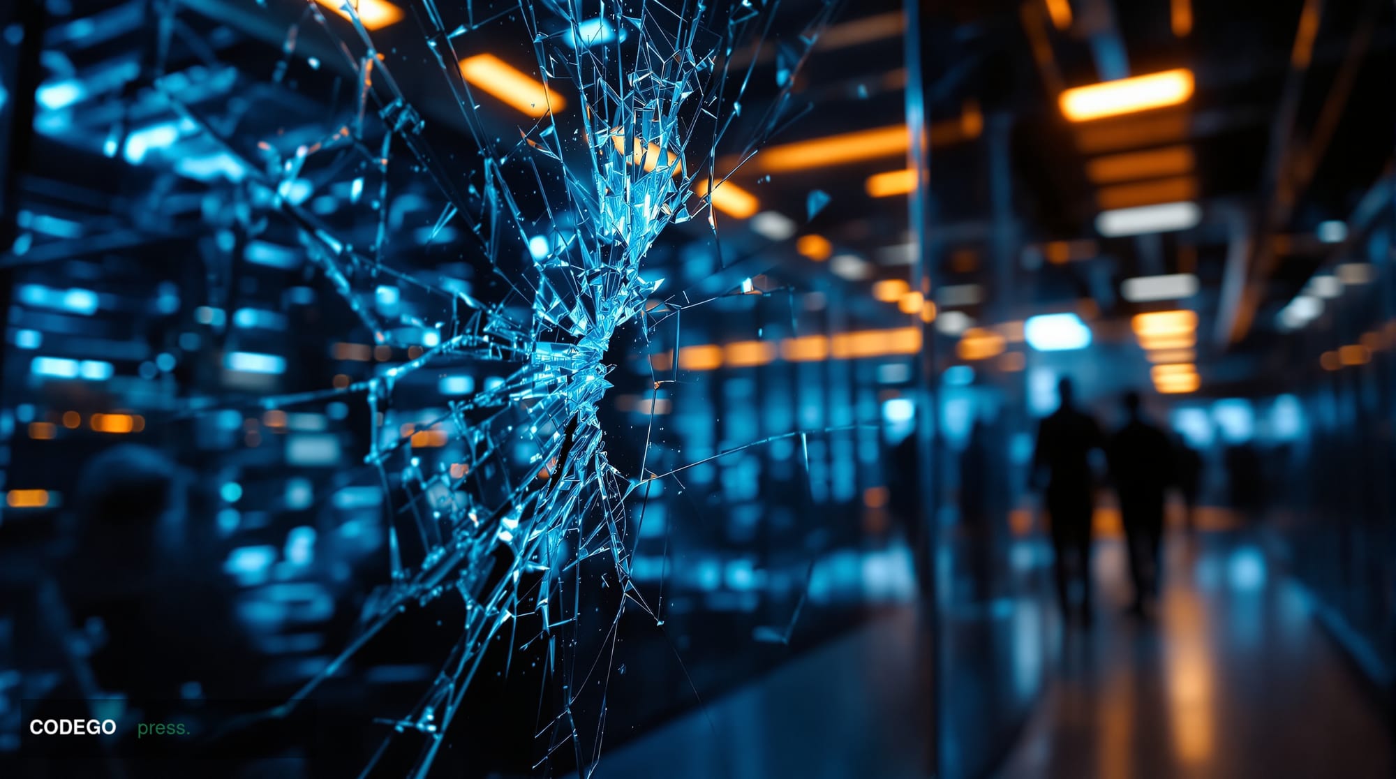 A cinematic editorial photograph capturing the interior of a high-security cryptocurrency exchange operations center at night