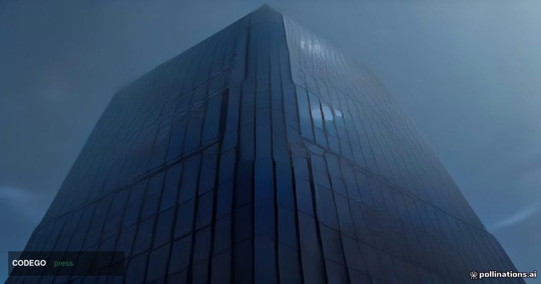A dramatic cinematic editorial photograph of a monumental glass and steel financial tower at dusk, reminiscent of a major New