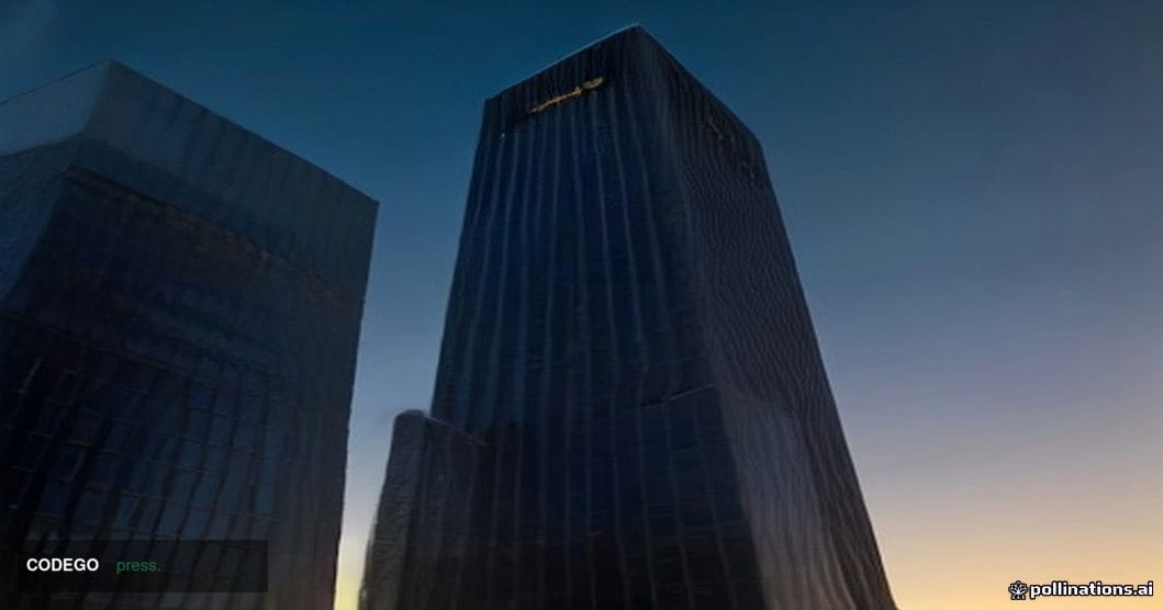 A grand neoclassical European central bank building — modelled on the European Central Bank's Frankfurt tower and glass facad