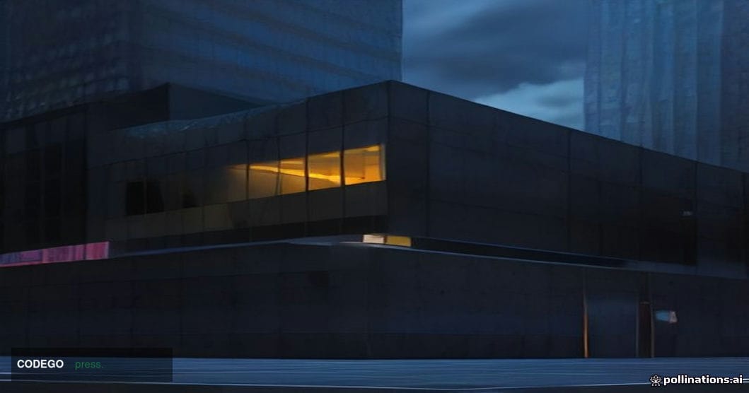 A dramatic cinematic editorial photograph of a sleek, modernist Citigroup retail banking branch exterior in New York City at 