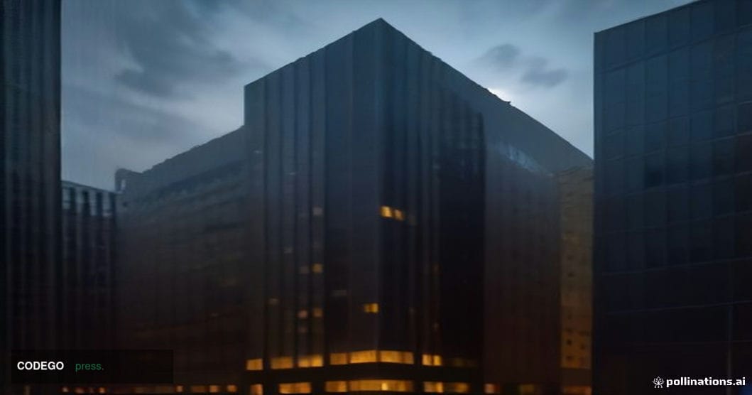 A cinematic editorial photograph of a sleek San Francisco tech-corridor glass office building exterior at dusk, representing 