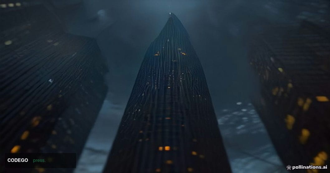 A cinematic editorial photograph taken at low angle looking up at a gleaming San Francisco financial district glass tower at 