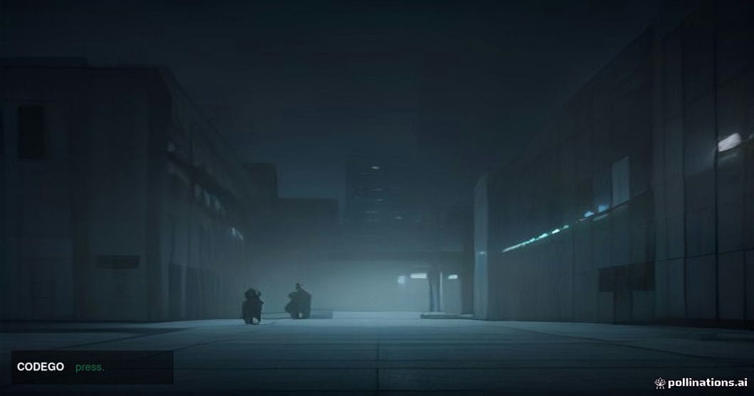 A cinematic photorealistic editorial photograph shot at ground level looking up at a dramatically lit data center exterior in