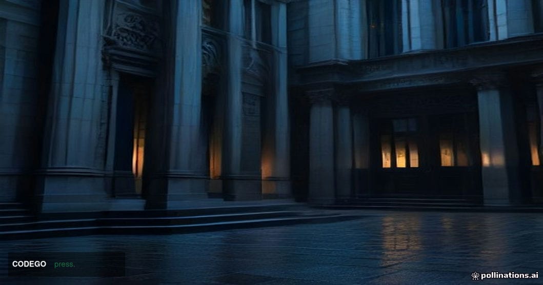 A dramatic cinematic editorial photograph of the exterior of a modern British financial regulatory institution building in th