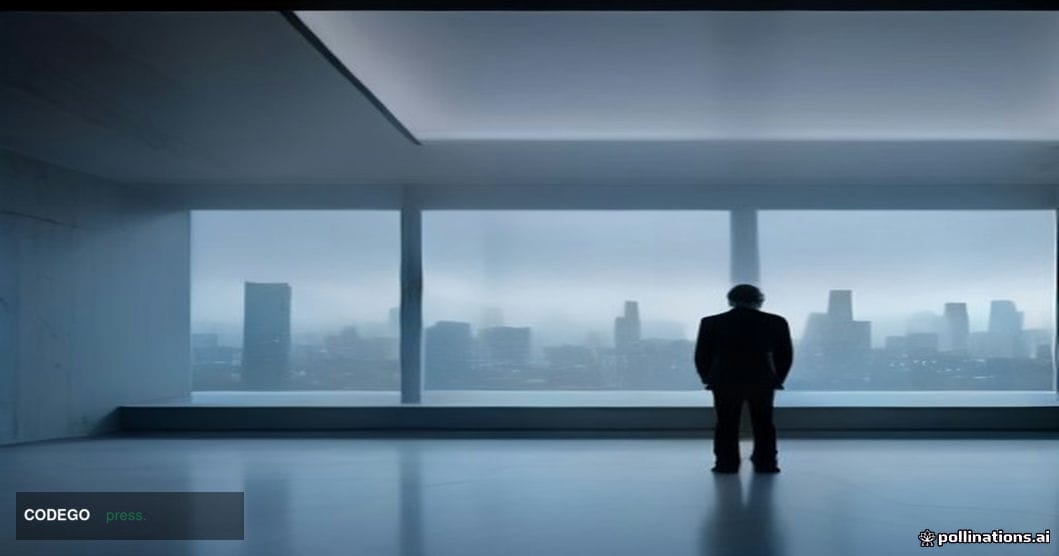 A senior central banker figure, seen from behind as a silhouette, stands at a minimalist Finnish government podium in a grand