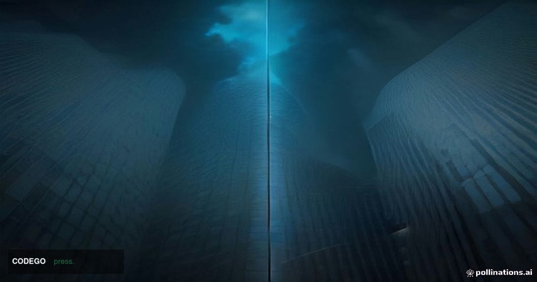 A dramatic wide-angle cinematic editorial photograph shot from a low angle looking upward at five towering glass-and-steel fi